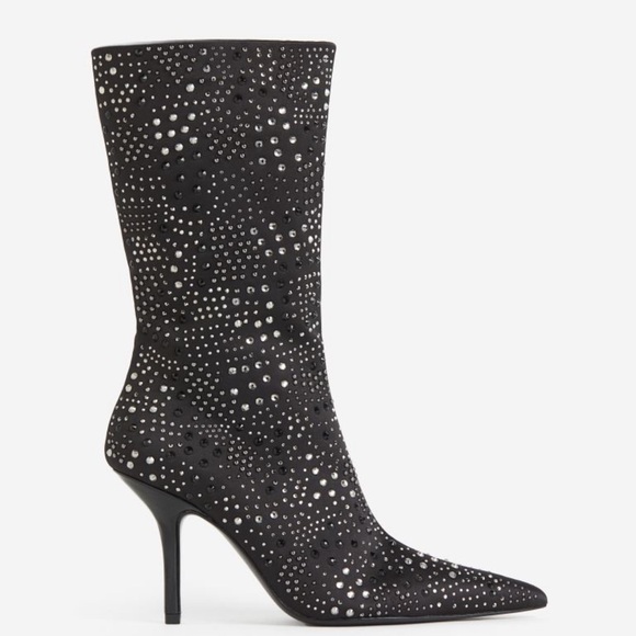 NWT RHINESTONE STUDDED POINTED TOE BOOTIES SIZE 7 🖤🖤🖤 - Picture 4 of 12